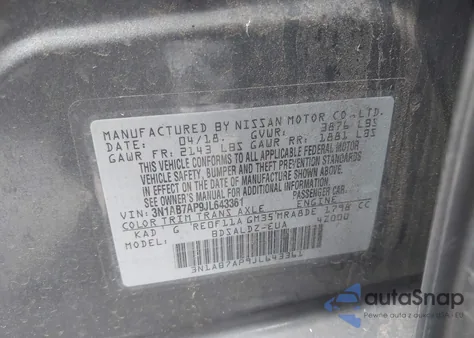 2018 Nissan Sentra Sv z USA, uszkodzony, nr VIN 3N1AB7AP9JL643361